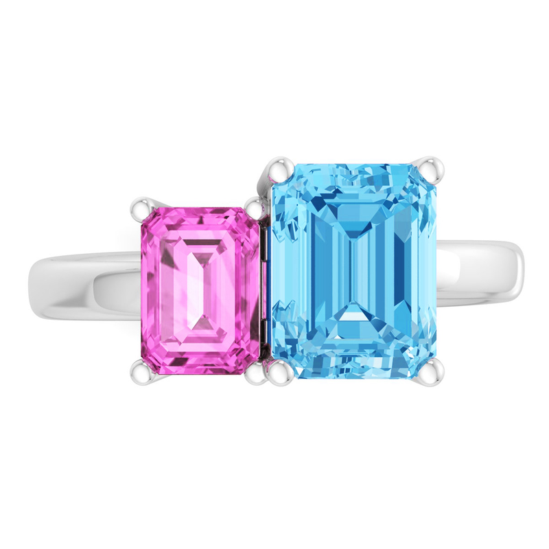 Martha Stewart 3 1/4ctw. Pink Sapphire & Blue Topaz Two Stone Ring In Sterling Silver image number null